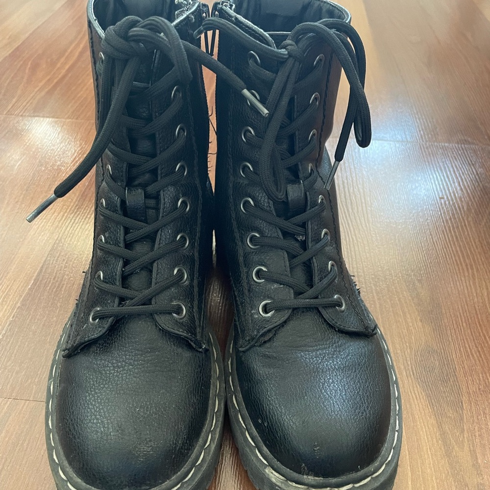 Black Lace-Up Combat Boots